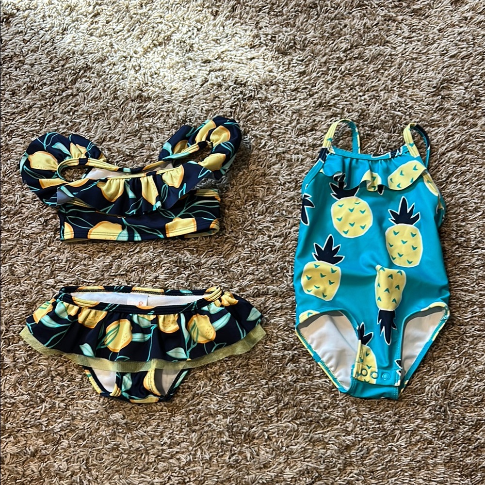 Pineapple Print and Lemons Swimwear Set. Size 12 months.